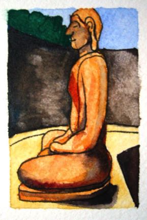 Seated Buddha,
2"x3", Watercolour Seated Buddha,
2"x3", Watercolour